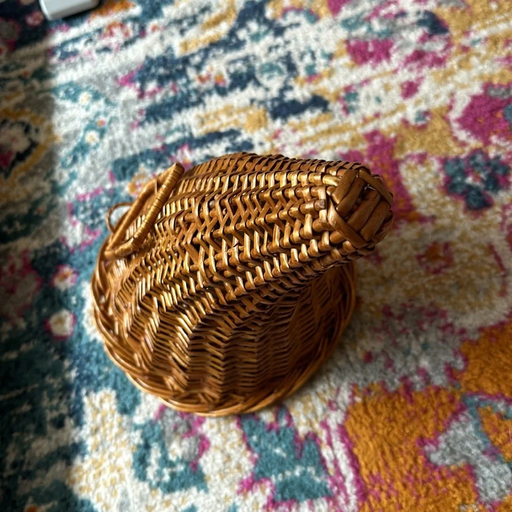 Vintage wicker cornucopia basket of plenty fall home decor